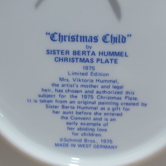 Schmid Hummel Christmas Plate 1975 Christmas Child Decorative Wall Hanging Plate - Picture 5 of 11